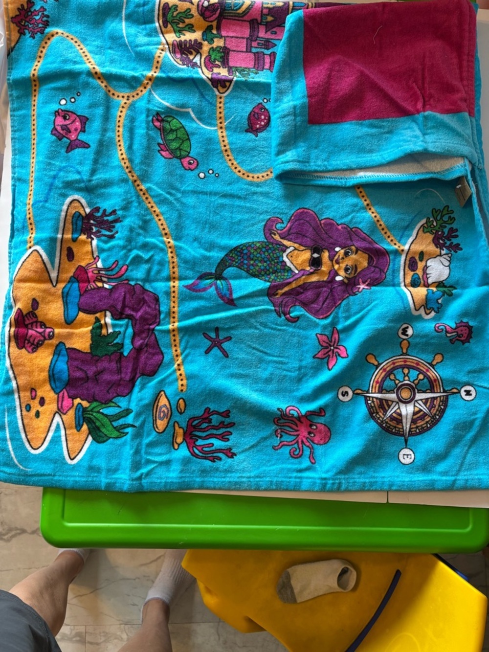 Turquoise Kids Towel with Colorful Accent